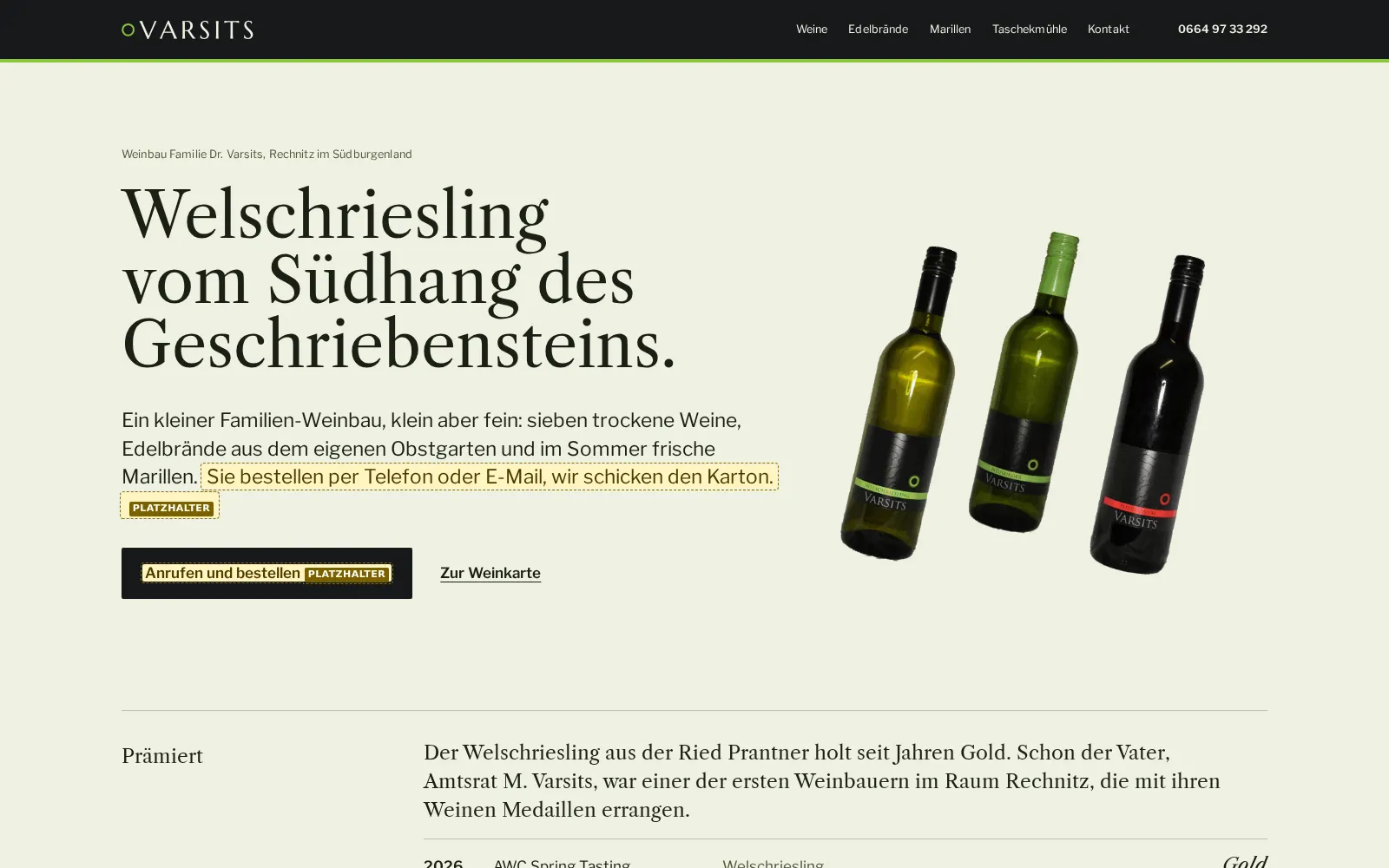 Vorschau Entwurf 1: Die Weinkarte
